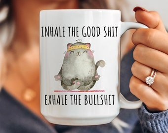 Yoga Mug, Mental Health Mug, Yoga Gifts For Her, Motivational Mug, Mindfulness Gift, Philosophy Mug, Yoga Gift, Spiritual Mug, Funny Cat Mug