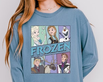 Comfort Colors® Frozen Long Sleeve, Disney Princess Elsa Shirt, Olaf Shirt, Kristoff Shirt, Disney Winter Shirt, Xmas Holiday Gift