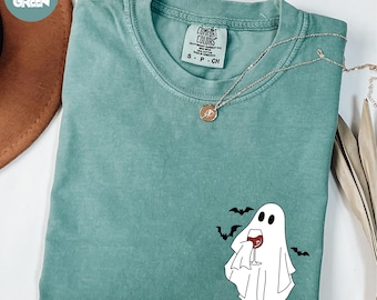 Comfort Colors® Ghost Wine Shirt, Halloween Ghost Shirt, Funny Ghost Shirt, Cute Ghost Shirt, Spooky Season Shirt, Halloween Gift