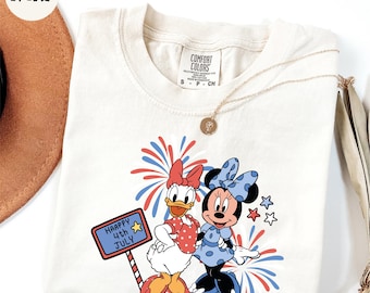 Comfort Colors® Happy 4th of July Shirt, Minnie and Daisy Shirt, Disney 4th of July Shirt, Independence Day Shirt, Minnie 4th of July Shirt