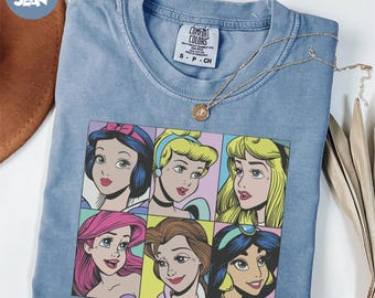 Comfort Colors® Retro Princess Shirt, Disney Princess Shirt, Disneyland Family Vacation, Disney Trip Shirt, Snow White Ariel Cinderella