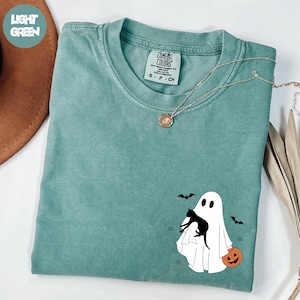 Comfort Colors® Ghost Black Cat Shirt, Halloween Ghost Shirt, Halloween Black Cat Shirt, Cute Halloween Gift, Spooky Season Shirt