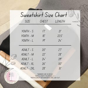 sweatshirt size chart for a women's size chart