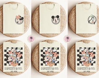 Retro Mickey and Co Shirt, Checkered Mickey and Friends Shirt, Retro Pocket Mickey Shirt, Custom Disney Vacation Shirt, Matching Family Tees