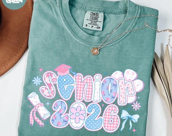 Comfort Colors® Senior 2026 Shirt, Floral Senior Shirt, Graduation Gift, High School Senior Shirt, Graduate 2026 Shirt, Retro Senior Shirt