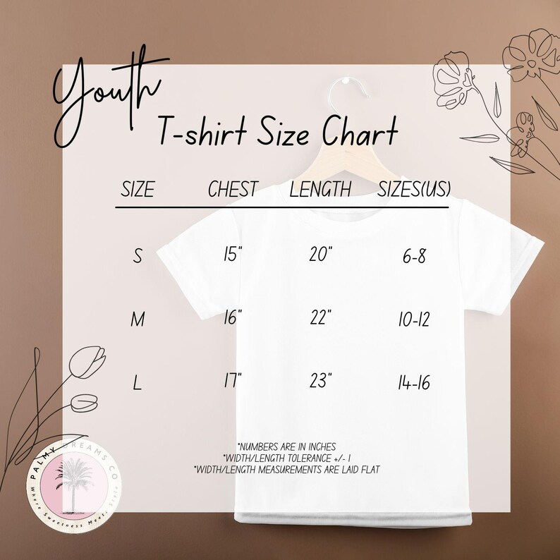 a t - shirt size chart with a white background