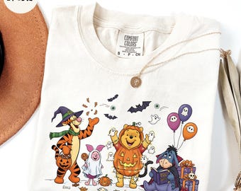 Comfort Colors® Winnie the Pooh Halloween Shirt, Pooh and Friends Tee, Disney Halloween Tee, Pooh Pumpkin Shirt, Disney Spooky Season Shirt