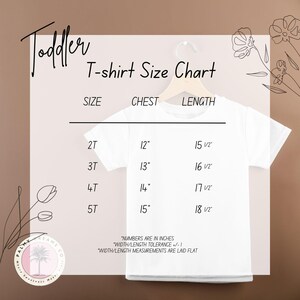 a t - shirt size chart for a toddler