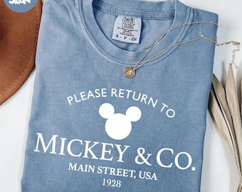 Comfort Colors® Please Return to Mickey & Co Shirt, Mickey Main Street 1928 Tee, Mickey Head Shirt, Retro Mickey Shirt, Disneyland Trip Tee