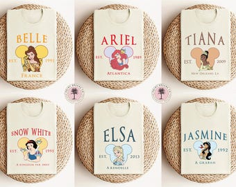 Retro Princess Shirts, Disney Princesses Shirt, Disney Girls Trip Shirts, Elsa Shirt, Princess Tiana, Rapunzel Shirt, Princess Birthday Girl