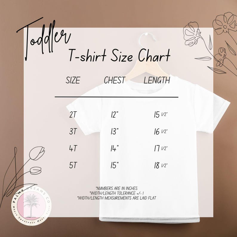 a t - shirt size chart for a toddler