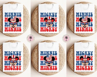 Camisetas de Mickey y Minnie para el 4 de julio, camisetas de Disney de EE. UU., camisetas familiares del 4 de julio, camisetas de viaje al 4 de julio, camisetas a juego de Disneyworld