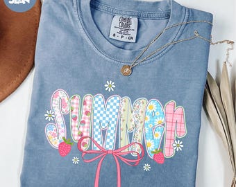 Chemise d'été fleurie Comfort Colors®, Chemise d'été à carreaux, Chemise de vacances d'été, Chemise de fêtes, Chemise d'été rétro, Chemise ambiance estivale