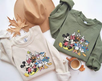 Disney Sweatshirt, Mickey and Friends Sweatshirt, Retro Disney Sweater, Disneyland Sweatshirt, Matching Disney Sweater