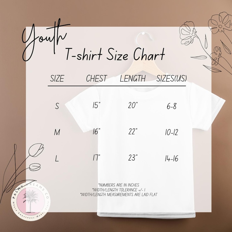 a t - shirt size chart for a child's size
