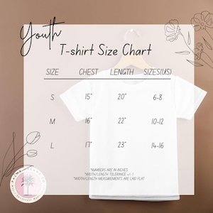 a t - shirt size chart with a white background