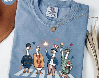 Comfort Colors® 4th of July Silly Goose Shirt, American Goose Shirt, Funny 4th of July Tee, Patriotic Goose Shirt, Memorial Day Party Shirt