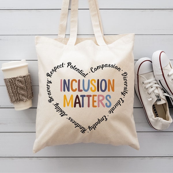 Inclusion Matters Tote Bag, Mental Health Awareness Tote Bag, Teacher Gifts, Inclusion Canvas Bag, Autism Tote Bag