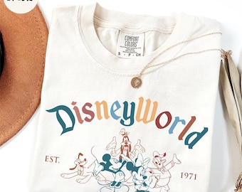 Comfort Colors® Disney World Est 1971 Shirt, Retro Mickey and Friends Shirt, Vintage Disneyworld Shirt, Disney Family Vacation Shirt