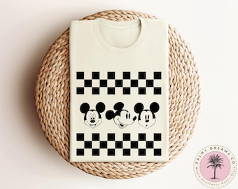 Retro Checkered Mickey Shirt, Disney Mickey Shirt, Disney Family Outfits, Checkered Disney Shirt, Boys Disney Shirt, Mickey Mouse Shirt