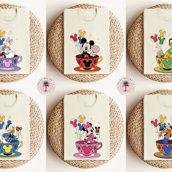 Mickey and Friends Tea Cup Shirts, Matching Disney Trip Shirt, Disney Characters Shirt, Disney Snacks Shirt, Disneyworld Shirts