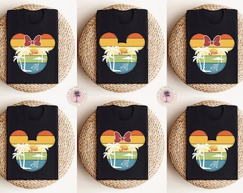 Retro Disney Sunset Shirt, Disney Summer Vacation, Matching Mickey and Minnie Shirts, Disney Family Vacation Outfits
