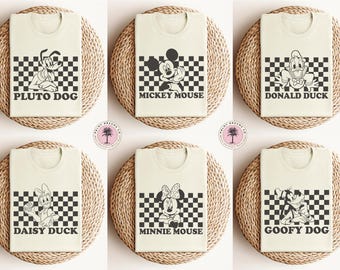 Retro Checkered Mickey and Friends Shirts, Disney Group Shirts, Checkered Mickey Shirt, Disneyland Vacation Shirt, Disney Matching Shirts