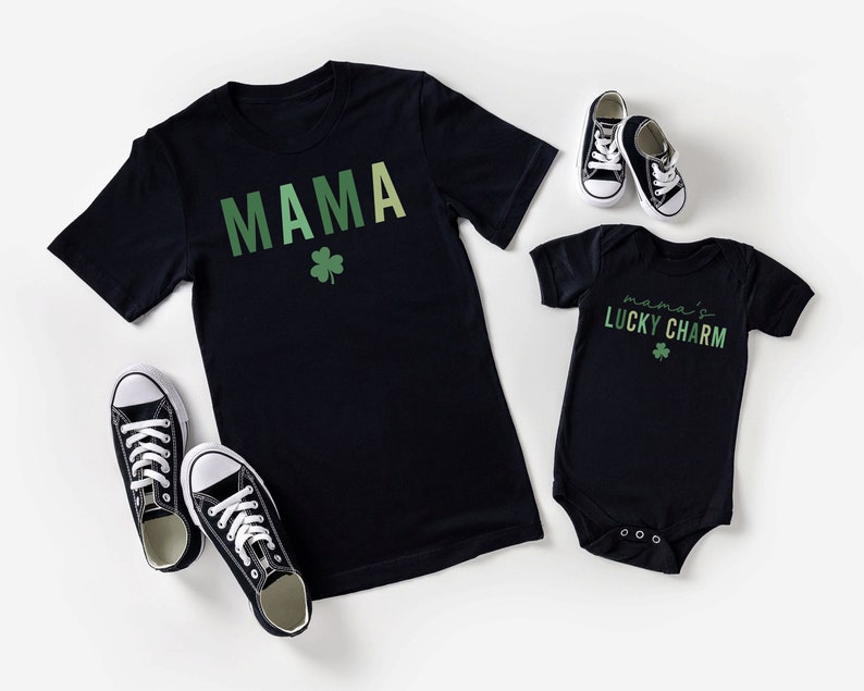 Mama and Mama's Lucky Charm Shirt, St. Patrick's Day Shirt, Matching Mother's Day Gift, Lucky Mama and Baby Shirt image 2