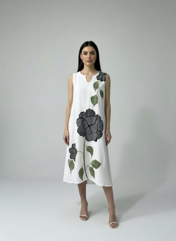 cotton midi dress design Women's What A Delight Blue Floral Cotton Midi Dress | Size: S
