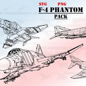 F-4 Phantom Aircraft Pack (SVG & PNG formats) Digital Military Vehicle Drawings. Ten (10) line drawings