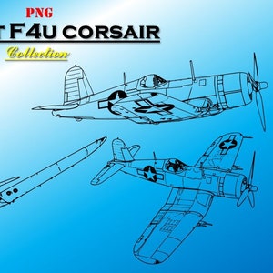Vought F4U Corsair Aircraft Collection (SVG & PNG formats) Digital Military Drawings. Ten (10) line drawings