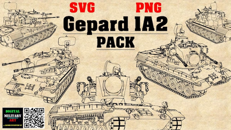 Gepard 1A2 Anti-aircraft Pack (SVG & PNG Formats) Digital Military ...