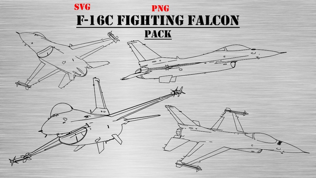 F16 Fighting Falcon Aircraft Pack SVG & PNG Formats Digital Military