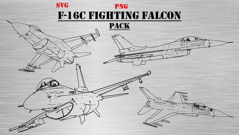 F-16C Fighting Falcon Aircraft Pack SVG & PNG Formats Digital Military ...