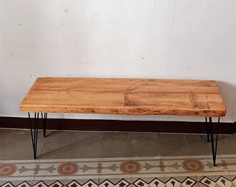 Solid wood coffee table, rustic TV stand, bench