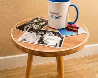 Side table with epoxy resin and personalized photos