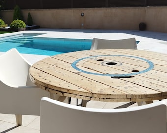 Wood Table Epoxy Resin Coil Cable