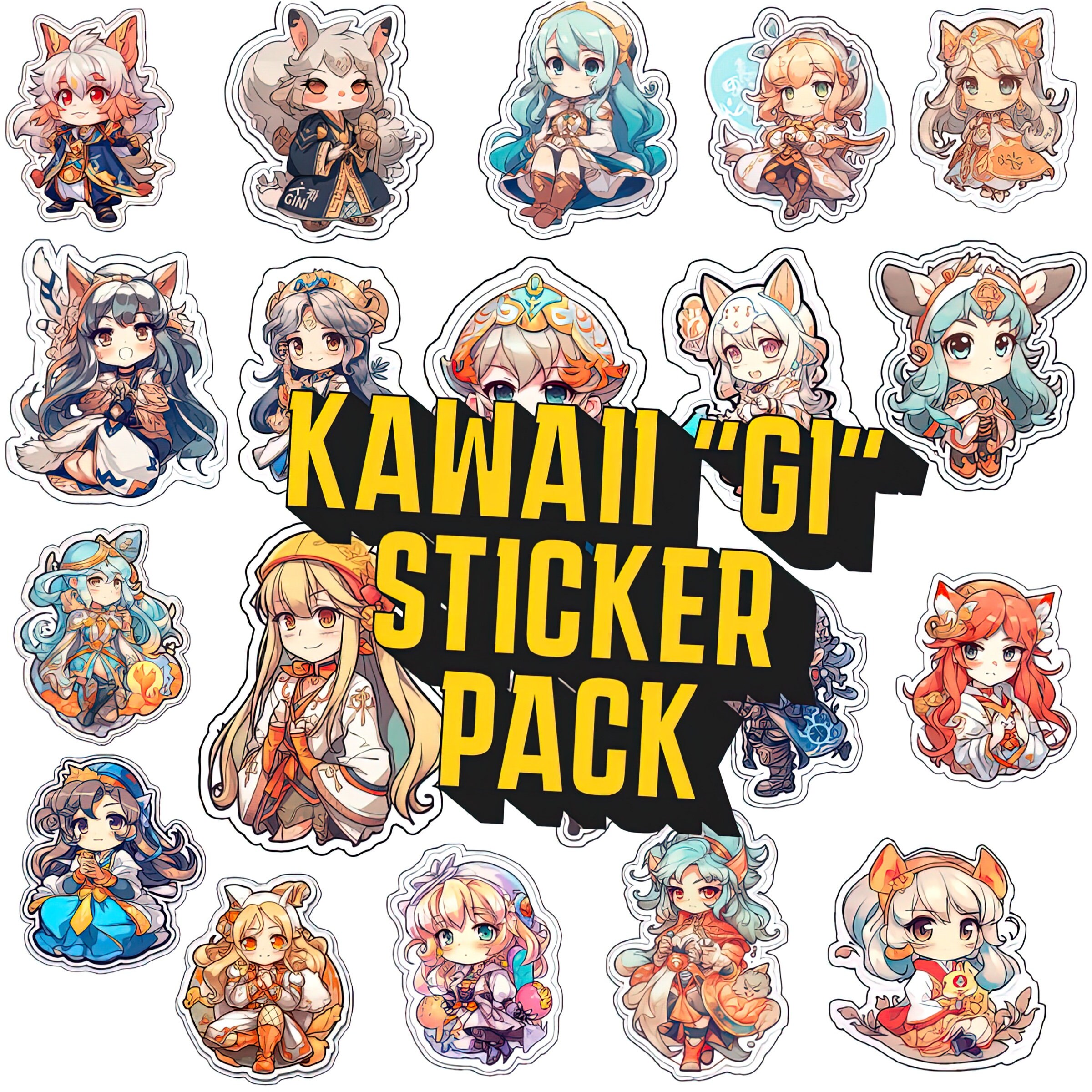 Kawaii Stickers Sheet Digital Printable Kawaii Girl Clipart