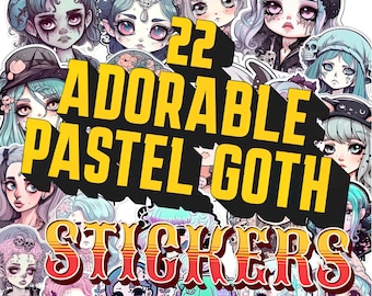 Cute Pastel Goth Stickers, Horror Goth Pastel Digital Decals, Spooky Gothic Clipart, Cute Pastel Goth Gift, Pastel Goth Kawaii Sticker