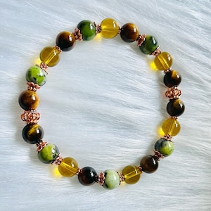 PMS Bracelet - Chrysoprase Tiger’s Eye Healing Energy Crystal Bracelet for Pain and Discomfort