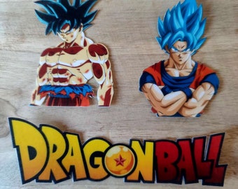 Impressions alimentaire pour décorer vos gateaux d'anniversaire thème manga, d'inspiration dragon ball z, san goku, vegeta super sayan