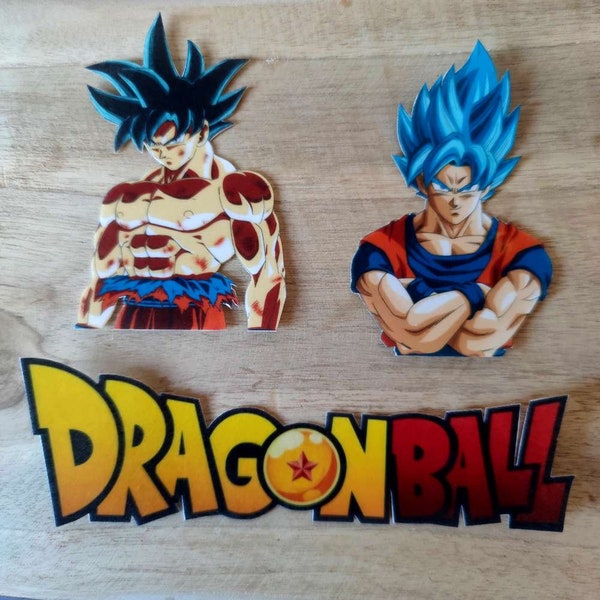 Impressions alimentaire pour décorer vos gateaux d'anniversaire thème manga, d'inspiration dragon ball z, san goku, vegeta super sayan