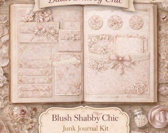 Blush Shabby Chic Junk Journal Kit Vol2 | Vintage Floral Ephemera (Digital Download A4)