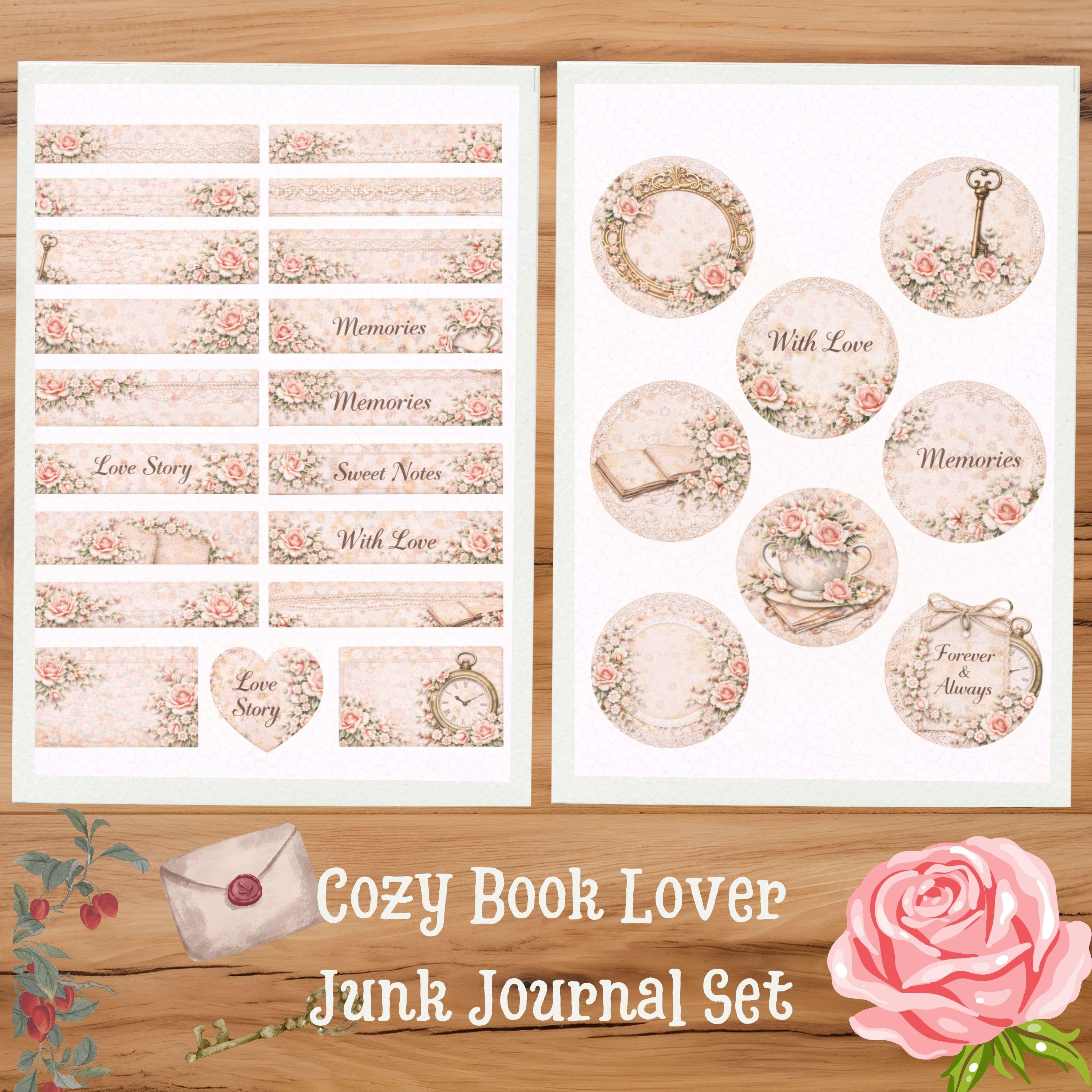 Vintage Rose Junk Journal Kit – Printable Ephemera, Floral Cards, Tags ...
