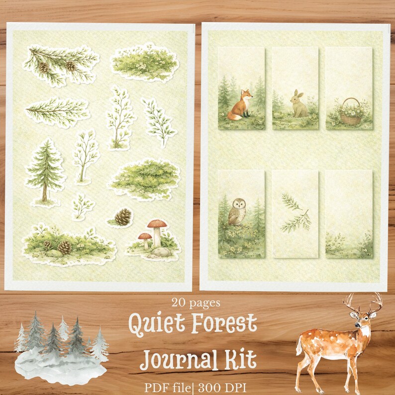 Scandinavian Woodland Junk Journal Kit | Quiet Forest Ephemera ...