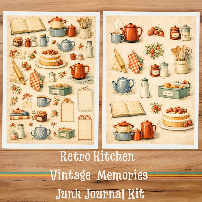 Retro Kitchen Junk Journal Kit | Vintage Ephemera, Printable Pages (PDF ...