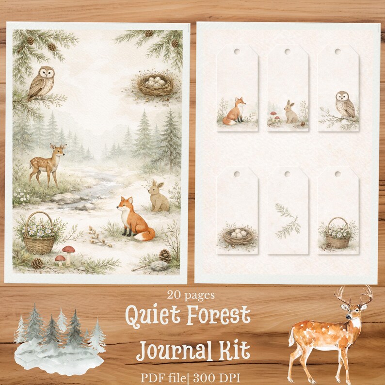 Scandinavian Woodland Junk Journal Kit | Quiet Forest Ephemera ...