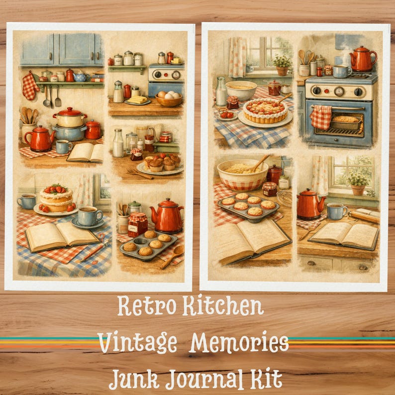 Retro Kitchen Junk Journal Kit | Vintage Ephemera, Printable Pages (PDF ...