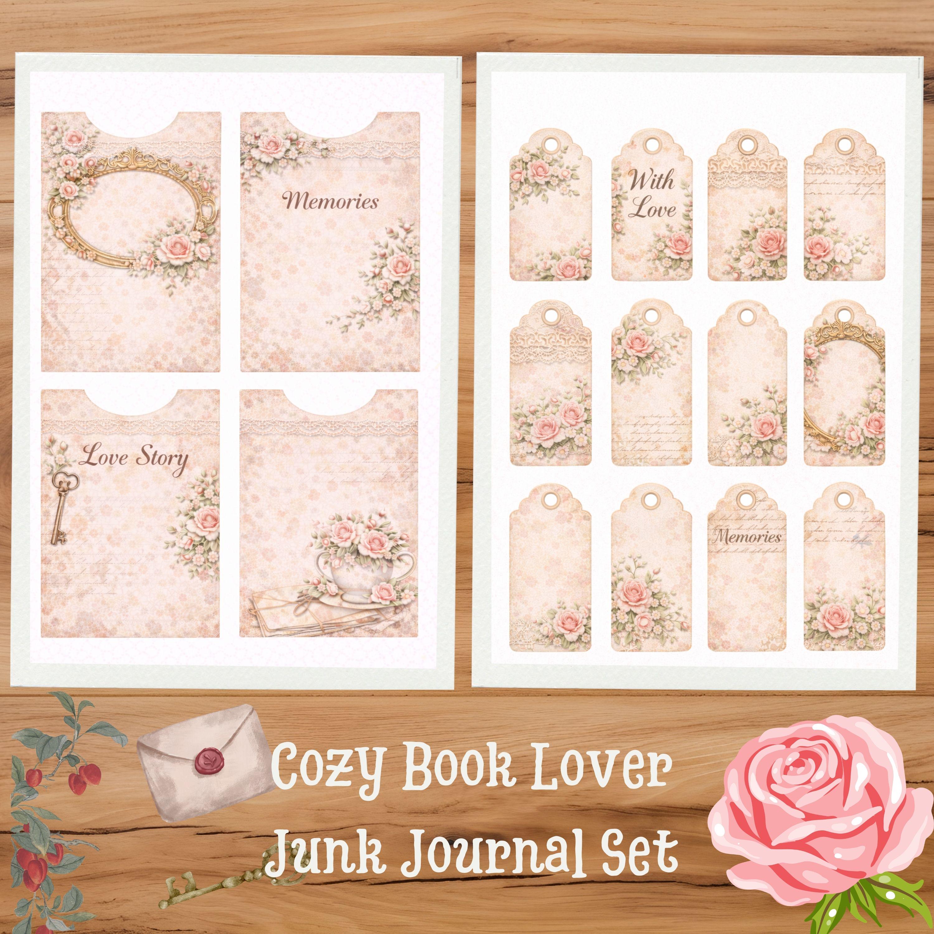 Vintage Rose Junk Journal Kit – Printable Ephemera, Floral Cards, Tags ...
