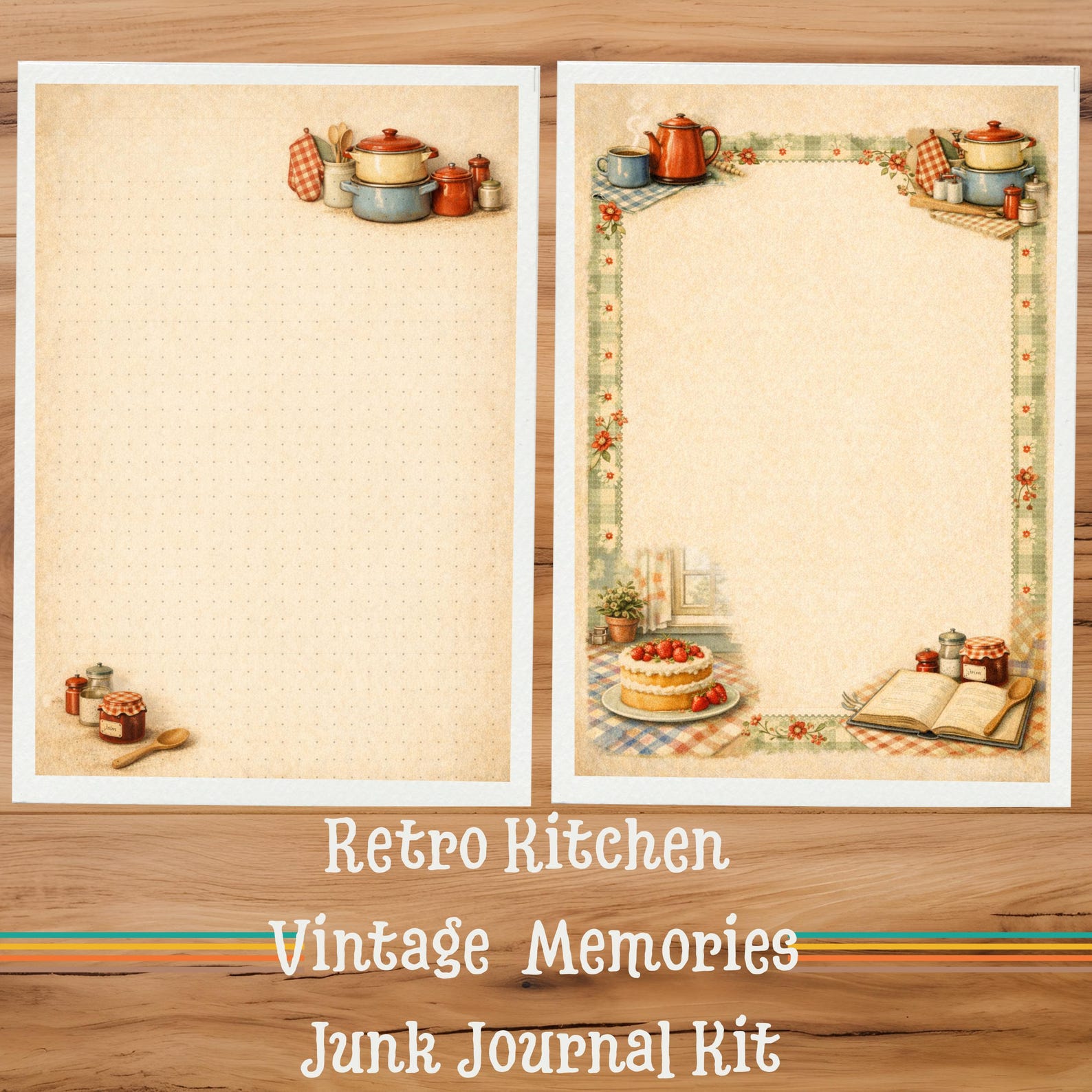 Retro Kitchen Junk Journal Kit | Vintage Ephemera, Printable Pages (PDF ...